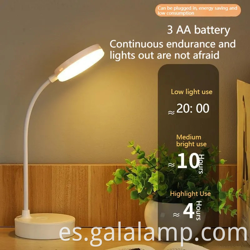 Lámpara de mesa LED de batería de 3*AA de eficiencia energética para estudio y lectura